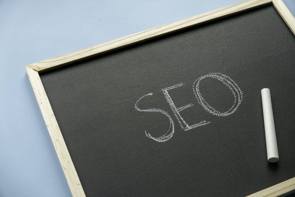 Search engine optimization concept.Chalkboard written with word SEO.